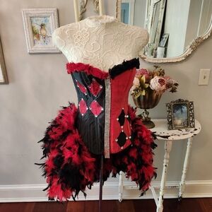 Victoria Velvet Custom 00AK Harley Quinn Black Queen Corset Costume Small